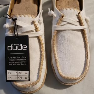 White crochet hey dude